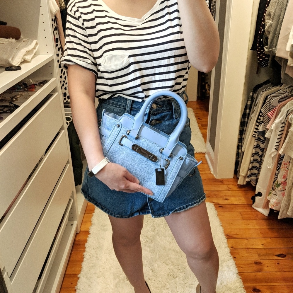 Leather Double Turn-lock Mini Shoulder Bag